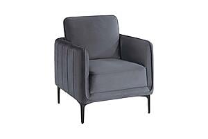 F1945 Velvet Accent Chair Gray by Poundex