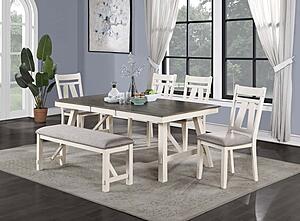 F2513 Wood Dining Table White/Gray by Poundex