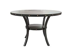 F2516 Ironware Dining Table Black/Dark Oak Top by Poundex