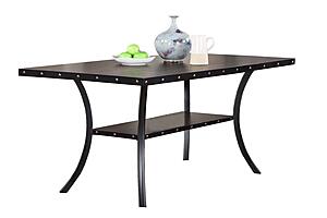 F2518 Ironware Dining Table Black/Dark Oak Top by Poundex