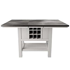 F2524 Wood Counter Height Dining Table Antique White by Poundex