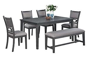F2634 Wood 6-Piece Dining Set Gray by Poundex