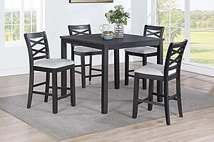 F2636 Wood 5-Piece Counter Height Dining Set Charcoal by Poundex