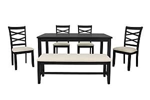 F2637 Wood 6-Piece Dining Set Charcoal by Poundex