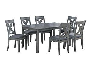 F2638 Wood 7-Piece Dining Set Gray by Poundex