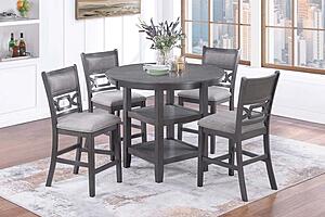 F2641 Wood 5-Piece Counter Height Dining Set Gray by Poundex