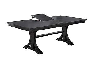 F2703 Wood Dining Table w/Built in Leaf Charcoal by Poundex