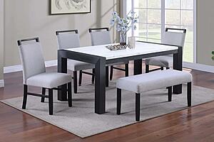 F2704 Faux Marble/Wood Dining Table Charcoal by Poundex