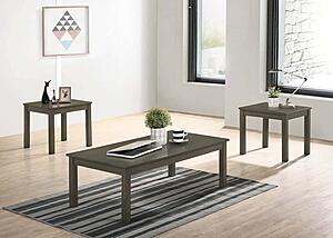 F3190 Wood 3-Piece Coffee Table Set Dark Gray by Poundex