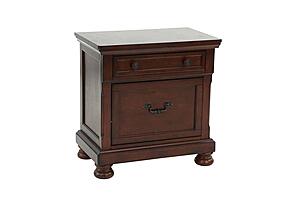F4345 Wood 2-Drawer Nightstand Antique Cherry by Poundex