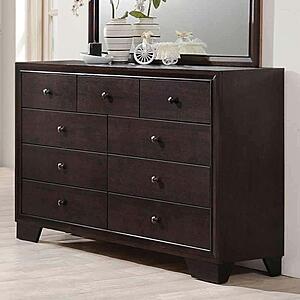 F4863 Wood 9-Drawer Dresser Dark Merlot by Poundex
