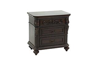 F4926 Wood 3-Drawer Nightstand Antique Cherry by Poundex