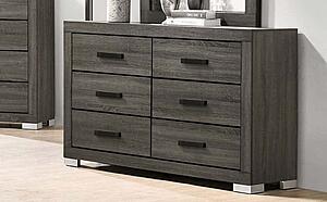 F5493 Wood 6-Drawer Dresser Foil Gray by Poundex