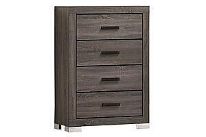 F5494 Wood 4-Drawer Chest Foil Gray by Poundex