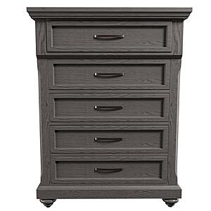 F5504 Wood 5-Drawer Chest Gray by Poundex