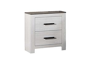 F5521 Wood 2-Drawer Nightstand Whitewash/Smoking Gray by Poundex