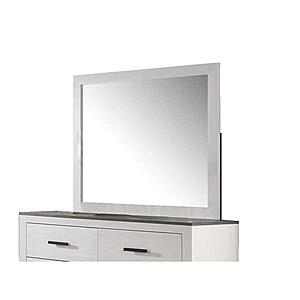 F5522 Wooden Frame Mirror Whitewash by Poundex