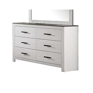 F5523 Wood 6-Drawer Dresser Whitewash/Smoking Gray by Poundex