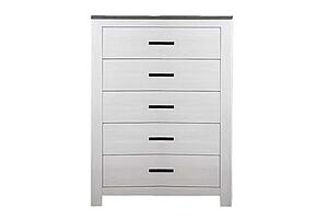 F5524 Wood 5-Drawer Chest Whitewash/Smoking Gray by Poundex
