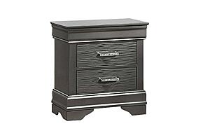 F5561 Wood 2-Drawer Nightstand Dark Gray by Poundex