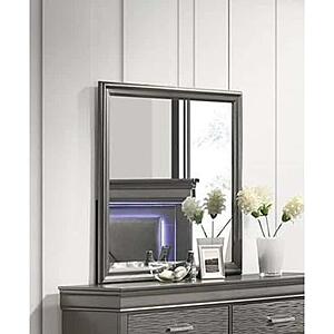 F5562 Wooden Frame Mirror Dark Gray by Poundex