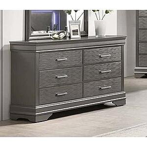 F5563 Wood 6-Drawer Dresser Dark Gray by Poundex