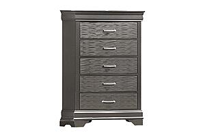 F5564 Wood 5-Drawer Chest Dark Gray by Poundex