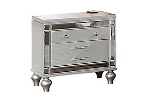 F5571 Wood 2-Drawer Nightstand w/Built-In Wireless Charging Silver by Poundex