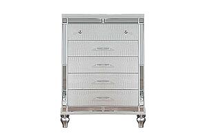 F5574 Wood 5-Drawer Chest Silver by Poundex