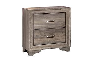 F5576 Wood 2-Drawer Nightstand Grayish Brown by Poundex