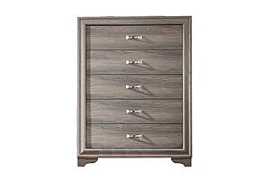 F5579 Wood 5-Drawer Chest Grayish Brown by Poundex