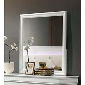 F5582 Wooden Frame Mirror White by Poundex