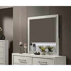 F5607 Wooden Frame Mirror Antique White by Poundex
