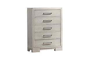 F5609 Wood 5-Drawer Chest Antique White by Poundex
