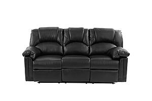 F6672 Bonded Leather Reclining Sofa Black by Poundex