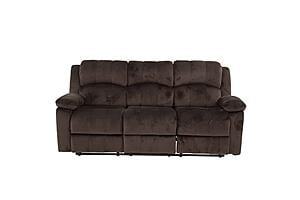 F6712 Padded Suede Reclining Sofa Chocolate by Poundex