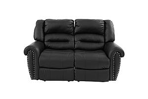 F6749 Bonded Leather Reclining Loveseat Black by Poundex