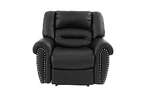 F6751 Bonded Leather Glider Reclining Chair Black by Poundex