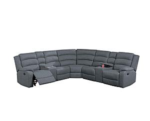 F8100 Fabric 3-Piece Manual Motion Sectional Sofa Set Dark Gray by Poundex