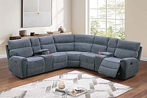 F8139 Fabric 3-Piece Manual Motion Sectional Sofa Set Dark Gray by Poundex