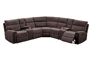 F8140 Fabric 3-Piece Manual Motion Sectional Sofa Set Chocolate by Poundex