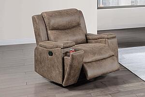 F8154 Leather-Like Fabric Reclining Chair Auburn by Poundex