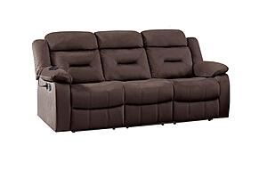 F8159 Velvet Reclining Sofa Chocolate by Poundex