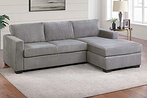 F8324 Fabric 2-Piece Sectional Sofa Set Light Gray by Poundex
