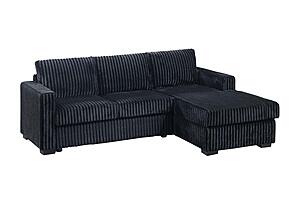 F8325 Fabric 2-Piece Sectional Sofa Set Black by Poundex