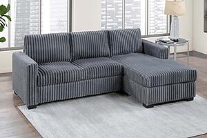 F8326 Fabric 2-Piece Sectional Sofa Set Dark Gray by Poundex