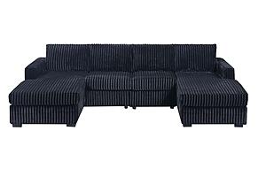 F8333 Fabric 3-Piece Sectional Sofa Set Black by Poundex