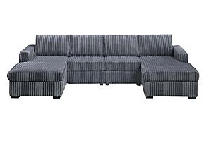 F8334 Fabric 3-Piece Sectional Sofa Set Dark Gray by Poundex