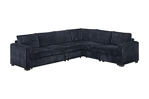 F8335 Fabric 4-Piece Sectional Sofa Set Black by Poundex