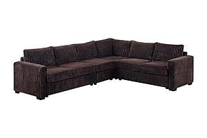 F8336 Fabric 4-Piece Sectional Sofa Set Coffee by Poundex